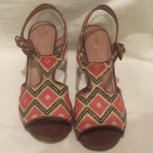 Miss Albright Coral Printed Heels